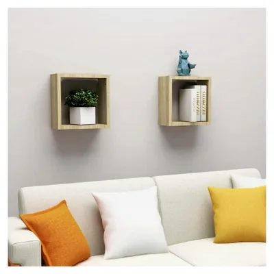Produktbild von Wandregal Würfelregal 2 Stück Sonoma Eiche 30x15x30cm