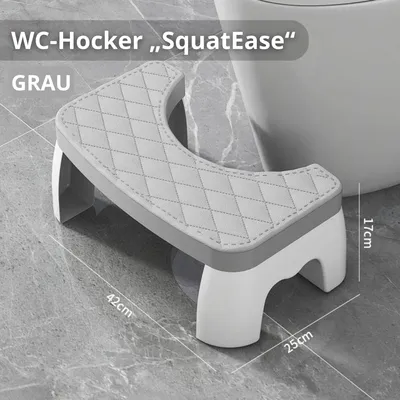 Produktbild von 1er WC-Hocker 'SquatEase' – Grau – Abnehmbar, rutschfest & tragbar – Ergonomischer Toilettenhocker für zu Hause