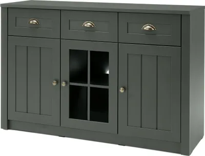 Produktbild von Landhaus Anrichte Sideboard ATHEN-61 in englisch grün, inkl. Beleuchtung, B/H/T: 130/86/43 cm