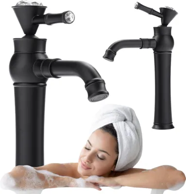 Produktbild von Hohe Retro Waschtischarmatur S-1138B Schwarz