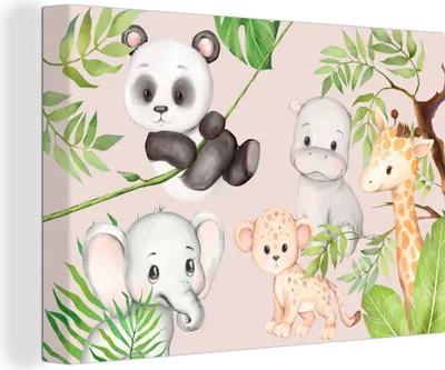 Produktbild von OneMillionCanvasses® - Leinwandbilder - 150x100 cm, Dschungel - Tiere - Rosa, Wandbilder Kunstdruck Wanddekoration - Foto auf Leinwand - Gemälde auf Holzrahmen