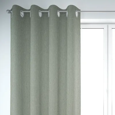 Produktbild von Vorhang Dobbystoff Streifen grün beige 245cm von SCHÖNER LEBEN. Aufhängung Ösen
