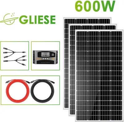 Produktbild von 600W 12V Monokristallin Solarmodul Solarpanel PV Solaranlage Hohe Umwandlungsrate für Zuhause Wohnmobil Garten Balkon