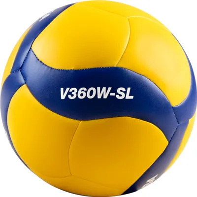A close-up studio shot of a volleyball.
