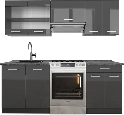 Immagine prodotto di Cucina componibile Vicco R-Line Antracite lucido/antracite 200 cm , PL Antracite, Model 53954