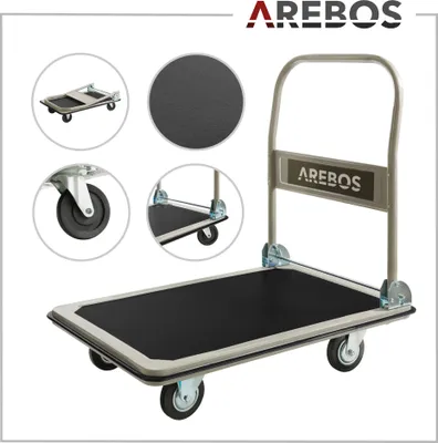 Produktbild von AREBOS Plattformwagen klappbar | Transporthilfe bis 300 kg, Lenkrollen, Antirutsch