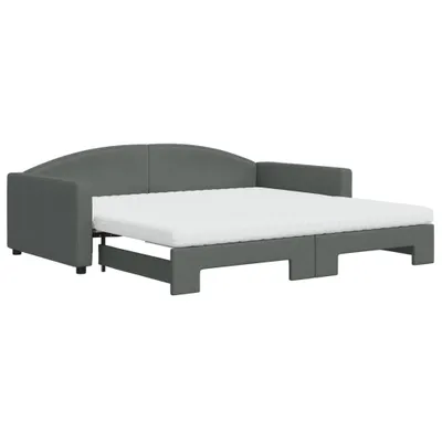 Zdjęcie produktu dla vidaXL Rozkładana leżanka z materacem ciemnoszara 100x200 cm tkanina