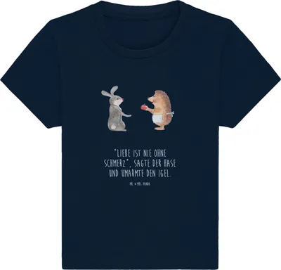 Produktbild von Mr. & Mrs. Panda Babyshirt Hase Igel 24. - 36. Monat - French Navy - Geschenk, und, Baby Oberteil, Kinder Shirt, Trösten, Lustige Sprüche, Liebe Spruch,  T-Shirt