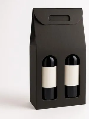 Obrázek produktu pro Dekorativní dárková krabička K-872 na dvě láhve vína, černá