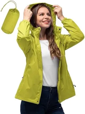 Produktbild von PolkaHome® Damen Regenjacke – leicht, wasserdicht, winddicht, Grün, Größe S