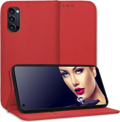 Produktbild von Bookstyle Schutzhülle Klapphülle Schutztasche Etui Cover für Oppo Reno4 Pro 5G (PDNM00,CPH2089, 6.55'') - Rot
