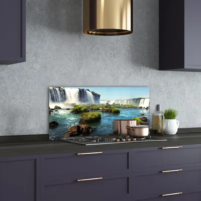 Produktbild von Tulup® Küchenrückwand Spritzschutz aus Glas -100x50 -Spritzschutz auf gehärtetes GlasDeko Landschaften Wasserfall Igaz
