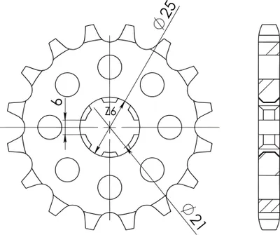 Immagine prodotto di Pignone Passo 530 - Z 15 Denti (Dis.24401)