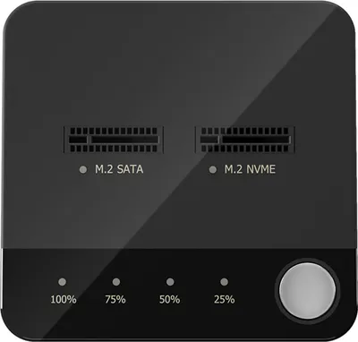 Produktbild von M.2 NVME/SATA Duplizierer M.2 NVME/SATA SSD Cloner Dual-Bay Offline-Klon Werkzeugloses M.2 SSD-Gehaeuse M.2 USB C Adapter Schreiben/Lesen mit PC Plug and Play