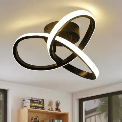Obrázek produktu pro ZMH LED stropní svítidlo Teplé bílé stropní svítidlo 25,5 cm 17 W Moderní černé geometrické designové svítidlo pro ložnici obývací pokoj předsíň vstupní kuchyň chodba