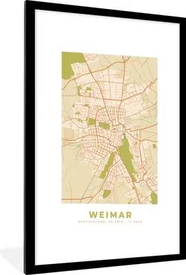 Produktbild von MuchoWow® Gerahmtes Poster Weimar - Stadtplan - Vintage - Karte 60x90 cm - Poster mit Schwarzem Bilderrahmen Wandposter Rahmen Foto Bilder - Dekoration - Wandposter Wohnzimmer - Hochwertig