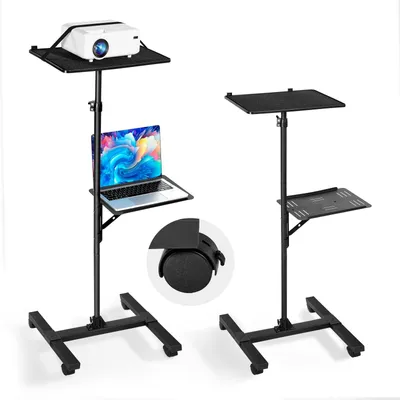Zdjęcie produktu dla Stojak do projektora VEVOR, regulowany w wysokości 86–136 cm, podłogowy stojak na laptopa i projektor, wielofunkcyjny uchwyt do spotkań, wózek projekcyjny, stojak wideo 50 x 45 x 136 cm
