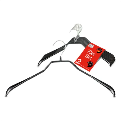 Produktbild von MAWA Metallbügel, 10er-Set, 42 cm, Schwarz, ergonomisch für Jacken & Blazer