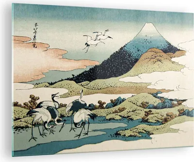 Produktbild von Bilder auf glas - Einteilig - Japan Kraniche Bild - 70x50cm - Glasbilder - Wandbilder - Bilder - zum Aufhängen bereit - Wanddekoration aus Glas - Glas Bilder - Wandbild auf Glas - GAA70x50-4541
