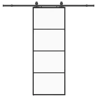 Image de vidaXL Porte coulissante avec ferrure noire 76x205 cm verre ESG