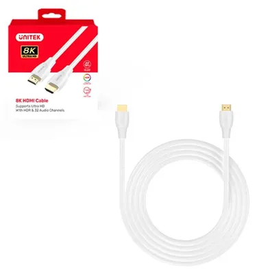 Zdjęcie produktu dla Kabel HDMI 2.1 8K HDR, UNITEK, biały, 2 metry