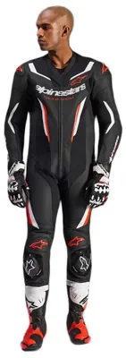 Image de Combinaison en cuir Alpinestars GP Force V2 1 pièce Noir / Blanc / Rouge fluo 52