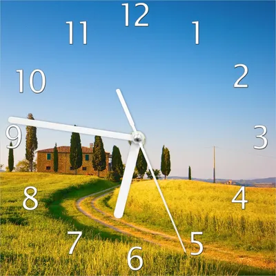 Produktbild von Wallario Design Wanduhr Villa in der Toskana aus Echtglas, Größe 20 x 20 cm