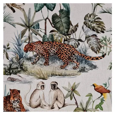 Produktbild von Baumwollstoff Meterware Leopard Affen Dschungel Dekostoff