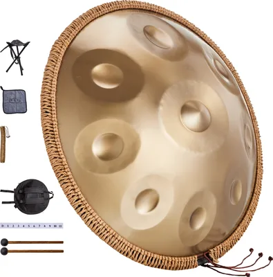 Image de SucceBuy Tambour Handpan, 22 en 9 notes, ré mineur, avec baguettes et sac, pour adultes