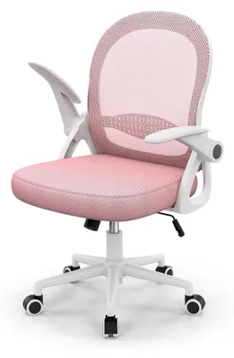 Produktbild von Ergonomischer Bürostuhl mit atmungsaktiver Netzbespannung, hochklappbaren Armlehnen, höhenverstellbar, leichter 360° Drehstuhl, Rosa