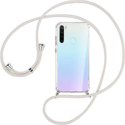 Produktbild von Handykette Backcover-Schutzhülle mit Band (Metall silberfarben) für Xiaomi Redmi Note 8 - broken white