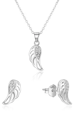 Image de Parure argentée ailes d'ange AGSET64RL (collier, boucles d'oreilles)
