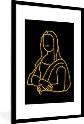 Produktbild von MuchoWow® MuchoWow® Gerahmtes Poster Mona Lisa - Leonardo da Vinci - Gold 60x90 cm - Poster mit zchwarzem Bilderrahmen - Dekoration - Wandposter Wohnzimmer - Hochwertig