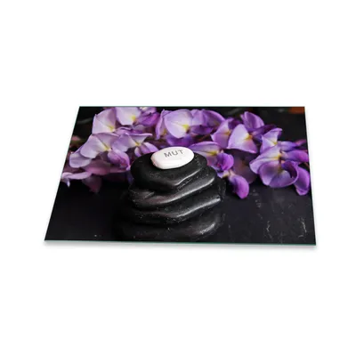 Produktbild von Herdabdeckplatte Glaskeramik 1 Teilig 80x52 Blumen Violett Abdeckung Glas Spritzschutz