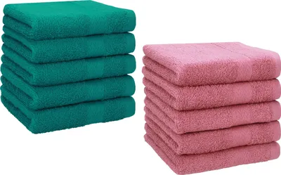 Produktbild von Betz 10 Stück Seiftücher 30x30 cm PREMIUM 100% Baumwolle Farbe: smaragdgrün und altrosa