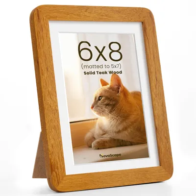 Fotolijst aus Teakholz 15x20 cm mit Passepartout und Echtglas
