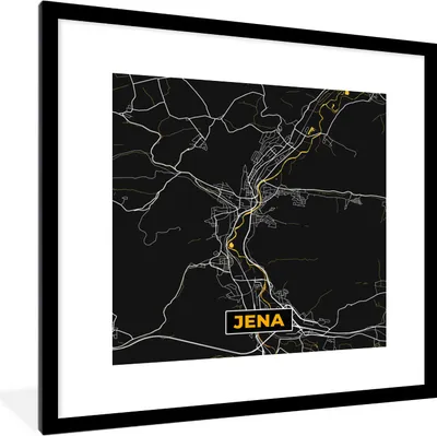 Produktbild von MuchoWow® Gerahmtes Poster Stadtplan - Karte - Jena - Deutschland - Karte 40x40 cm - Poster mit Schwarzem Bilderrahmen Wandposter Rahmen Foto Bilder - Poster - Plakat im Rahmen