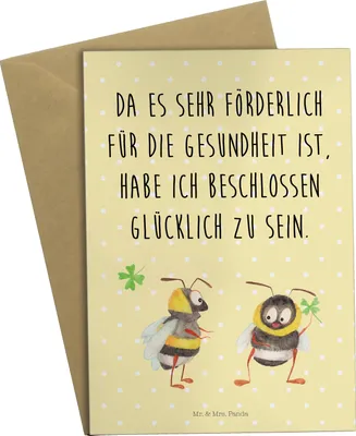 Produktbild von Mr. & Mrs. Panda Klappkarte Hummeln Kleeblatt - Gelb Pastell - Geschenk, Spruch Fröhlich, Biene, dankeskarten, osterkarten, Deko, Glückwunschkarte, glückwunschkarten