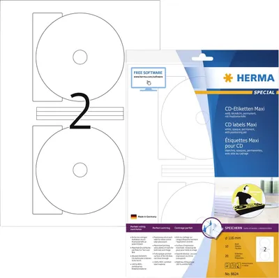 Produktbild von HERMA - Etikett 8624 CD 116mm weiß opak 20 Stück
