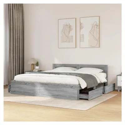 Produktbild von Bettgestell mit Kopfteil Grau Sonoma 180x200 cm