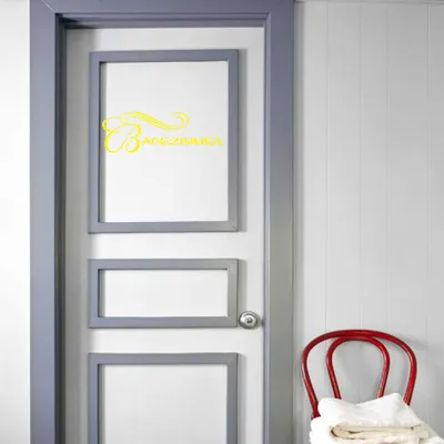 Produktbild von Wandtattoo - Wandaufkleber - Tür- Wandtattoo Badezimmer - 60cm x 20cm gelb - Dekoration Küche Wohnzimmer Wand