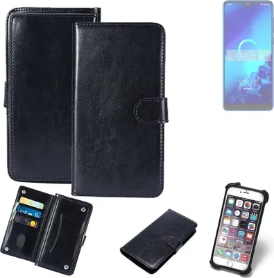 Produktbild von K-S-Trade 360° Hülle kompatibel mit Alcatel 3 (2019) schwarz Kunstleder Case BookCase WalletCase Kunstlederederhülle Handyhülle, Rundumschutz