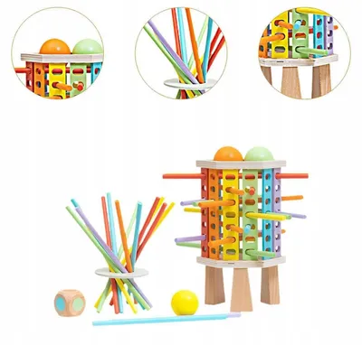 Produktbild von Buntes Holz-Geschicklichkeitsspiel mit Stäbchen für Kinder