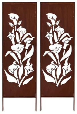 Produktbild von Sichtschutz Metall 2x - 160 x 50 cm - Edelrost - Rostoptik Sichtschutz für Garten - Sichtschutzelement - Sichtschutzwand - Gartendekoration Zaun Rost