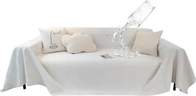 Produktbild von (180×260cm,Weiß)Wasserdicht Sofabezug Sofa-Decke Chenille Couchdecke Einfarbige Decke Rutschfest für Schlafzimmer Sofa Büro Reisen Campingdecke
