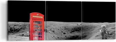 Produktbild von Bild auf Leinwand - Leinwandbild - Telefon london Mond Astronaut - 120x40cm - Wand Bild - Wanddeko - Leinwanddruck - Bilder - Kunstdruck - Wanddekoration - Leinwand bilder - Wandkunst - CA120x40-3181