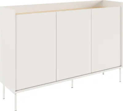 Produktbild von Selsey Tovi - Sideboard 3-türig, 140 cm, Weiß / Holzoptik Eiche