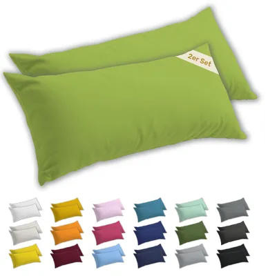 Produktbild von Lavea® 2er Set Seitenschläferkissen-Bezug 40x145 cm, 100% Baumwolle Jersey, YKK-Reißverschluss, Apfelgrün
