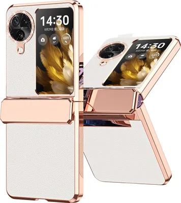 Produktbild von Handyhülle für Oppo Find N3 Flip, Scharnierschutz, Luxus Galvanisierter Litschi Glänzender Diamant Schutzhülle Weiß