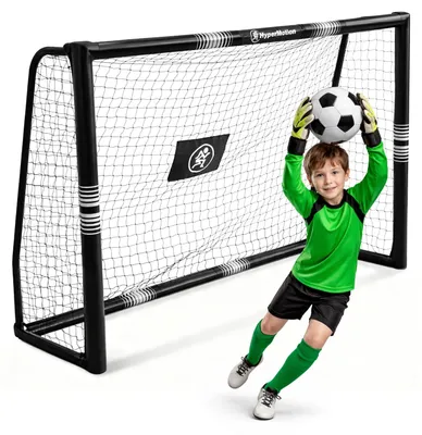 Obrázok produktu pre Veľká futbalová bránka do záhrady – oceľová konštrukcia – tréningová bránka pre deti a mládež – s kompletnou súpravou kotiev do zeme – čierna